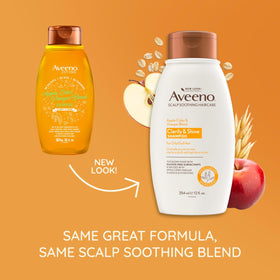 Aveeno close-up of pump and shampoo texture demonstrating gentle consistency