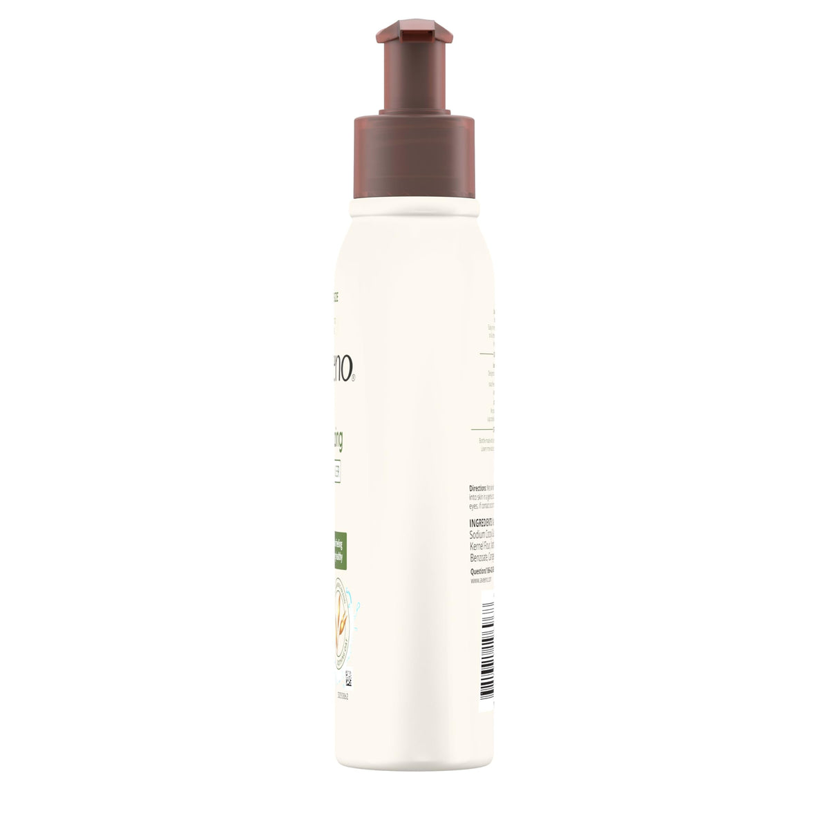 Aveeno 12 oz bottle next to hands to show true product scale