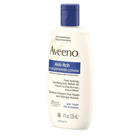 Aveeno size comparison in hand illustrating portable 4 fl oz convenience