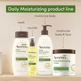 Aveeno pouch held in hand to show scale and generous 36 fl oz supply benefit