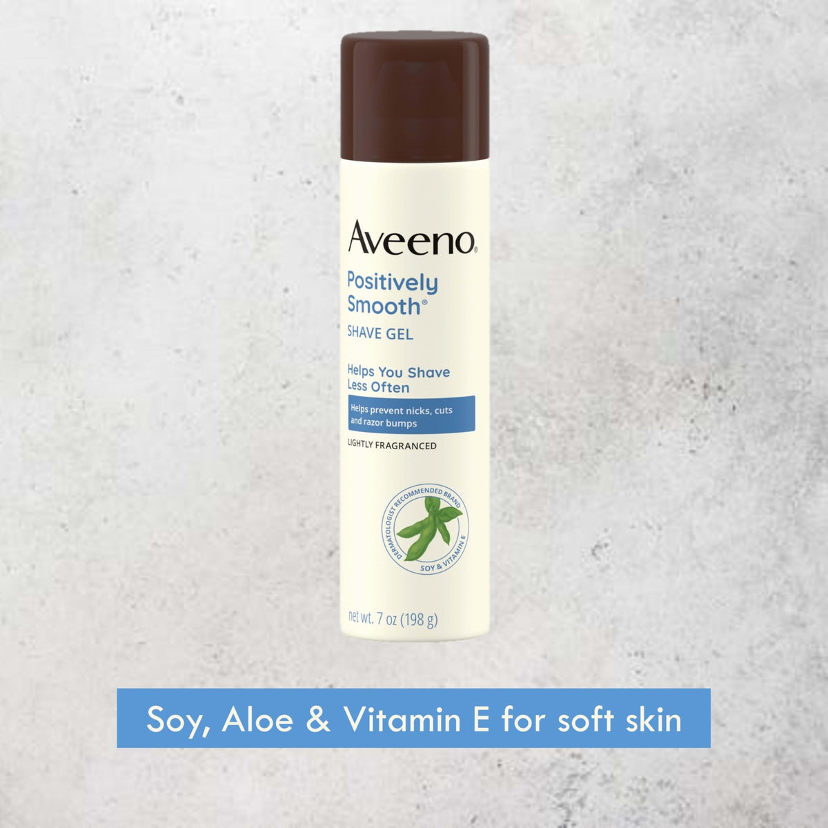 Aveeno size comparison with hand showing 7 oz can scale for travel and storage convenience