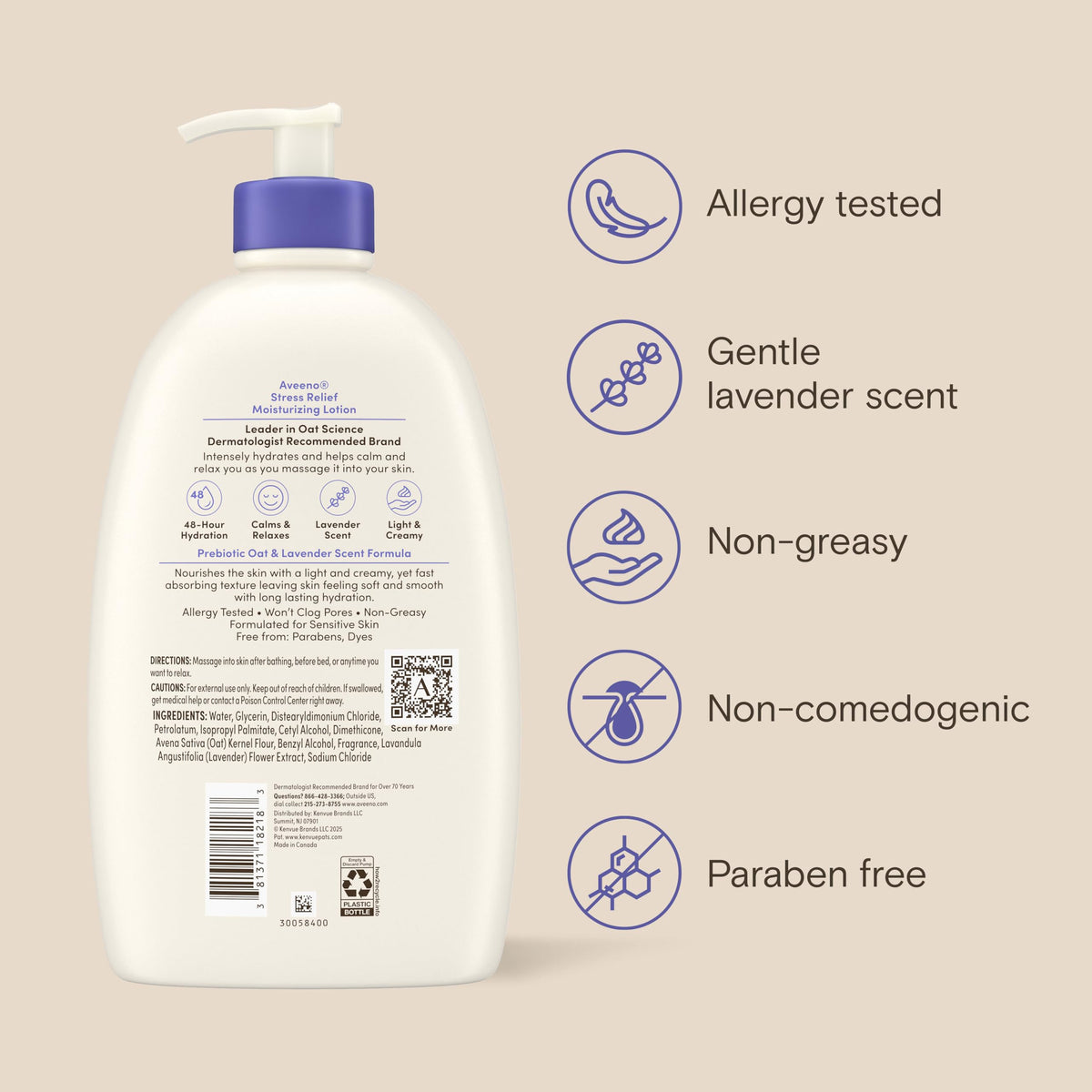 Aveeno demonstrating quick absorption into skin, non-greasy finish benefit