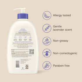 Aveeno demonstrating quick absorption into skin, non-greasy finish benefit