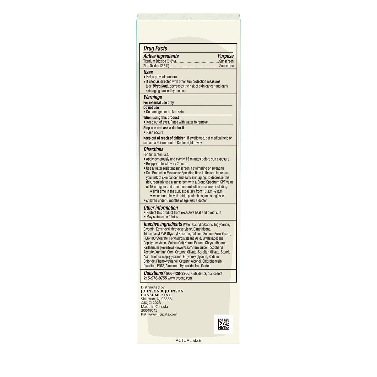 Aveeno tube labeled 40% recycled plastic highlighting sustainable packaging