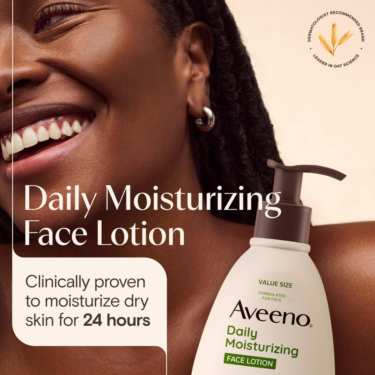 Aveeno texture close-up revealing lightweight lotion and fast absorption