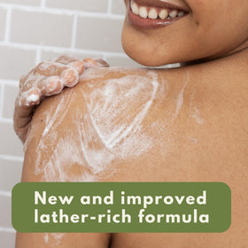 Aveeno creamy lather texture on a washcloth showing gentle nourish benefit