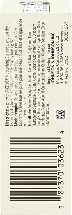 Texture detail of colloidal oat in Aveeno bar showing gentle exfoliation