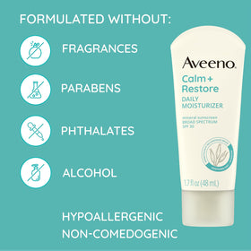 Aveeno travel-size tube next to bag showing compact, portable benefit