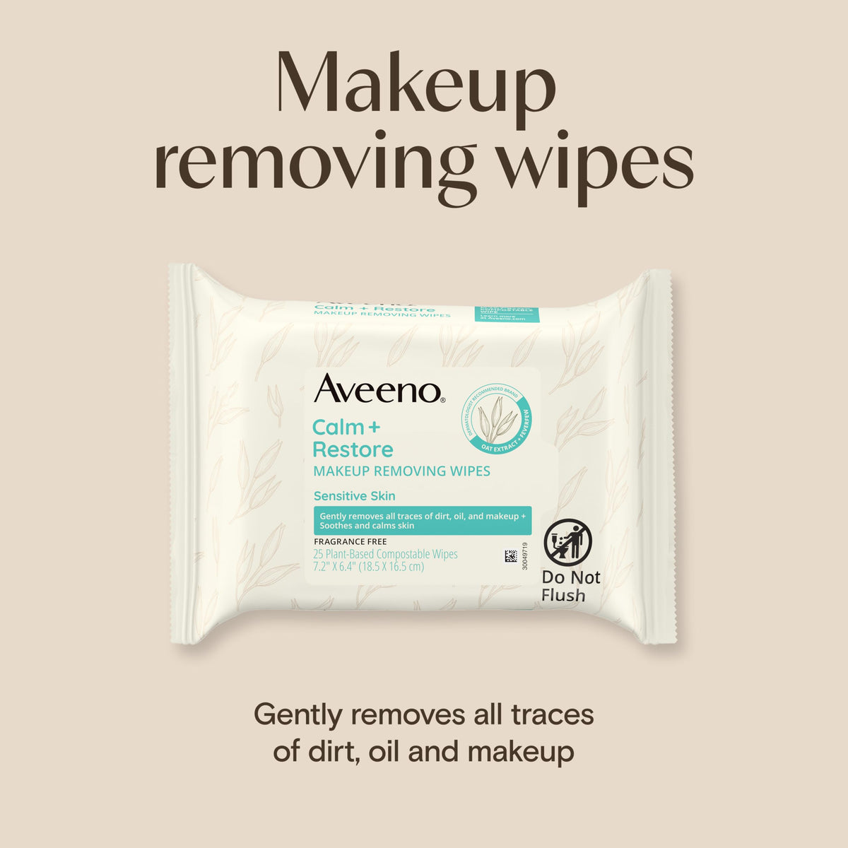 Aveeno close-up of wipe texture highlighting soft plant-based fibers