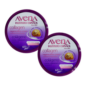 Avena Instituto Español front packaging showing two jars and product benefits