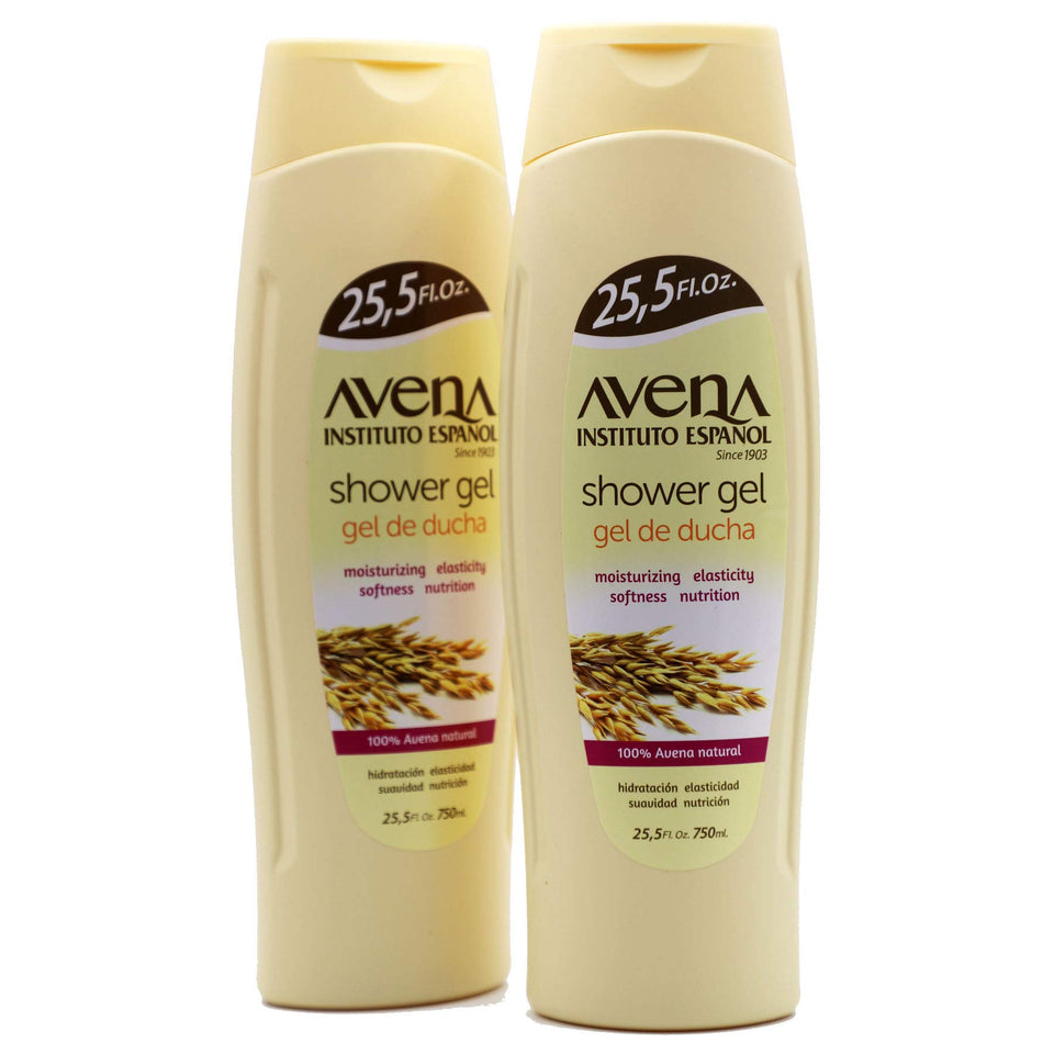 Avena Instituto Español front packaging showing two 25.5 fl oz bottles and benefits