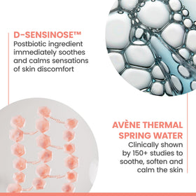 Avène product applied to face and neck showing soothing and hydrating benefit