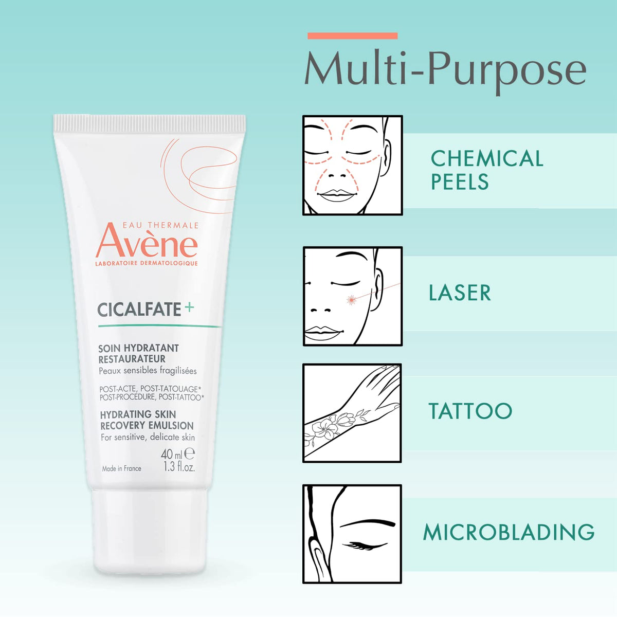 Eau Thermale Avène ingredient label detail highlighting restorative postbiotic benefit