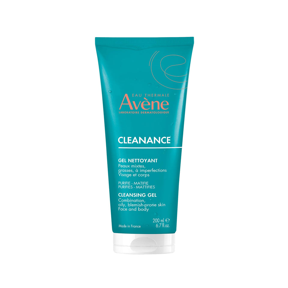 Avène front packaging showing Cleanance Gel for clear, balanced skin