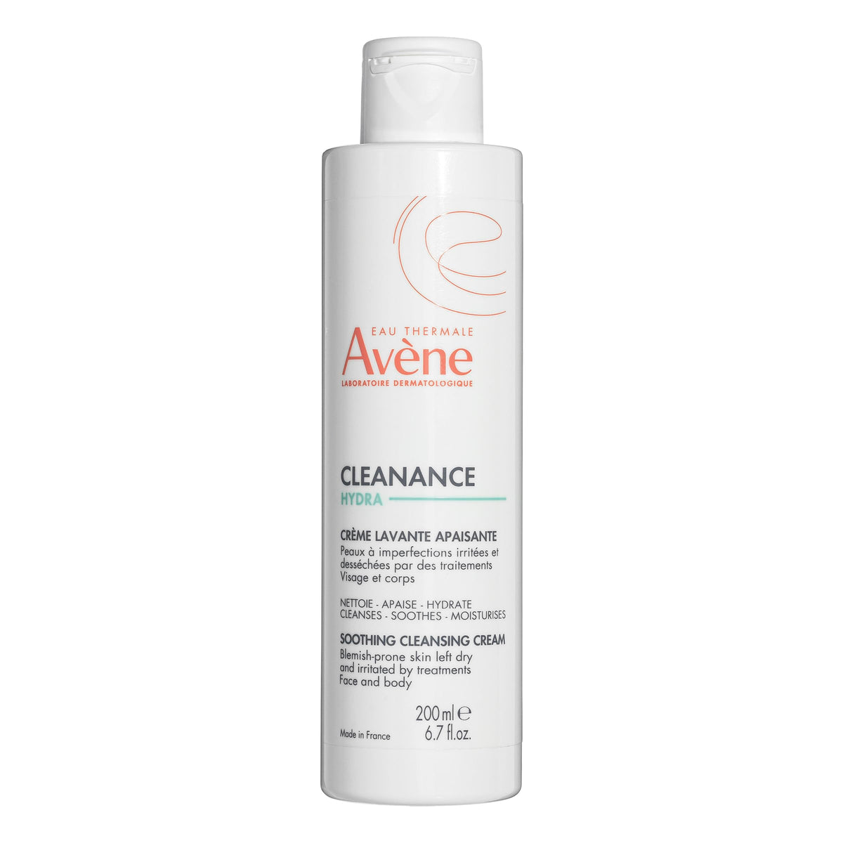 Avène Cleanance HYDRA front packaging showing soothing wash, calms skin