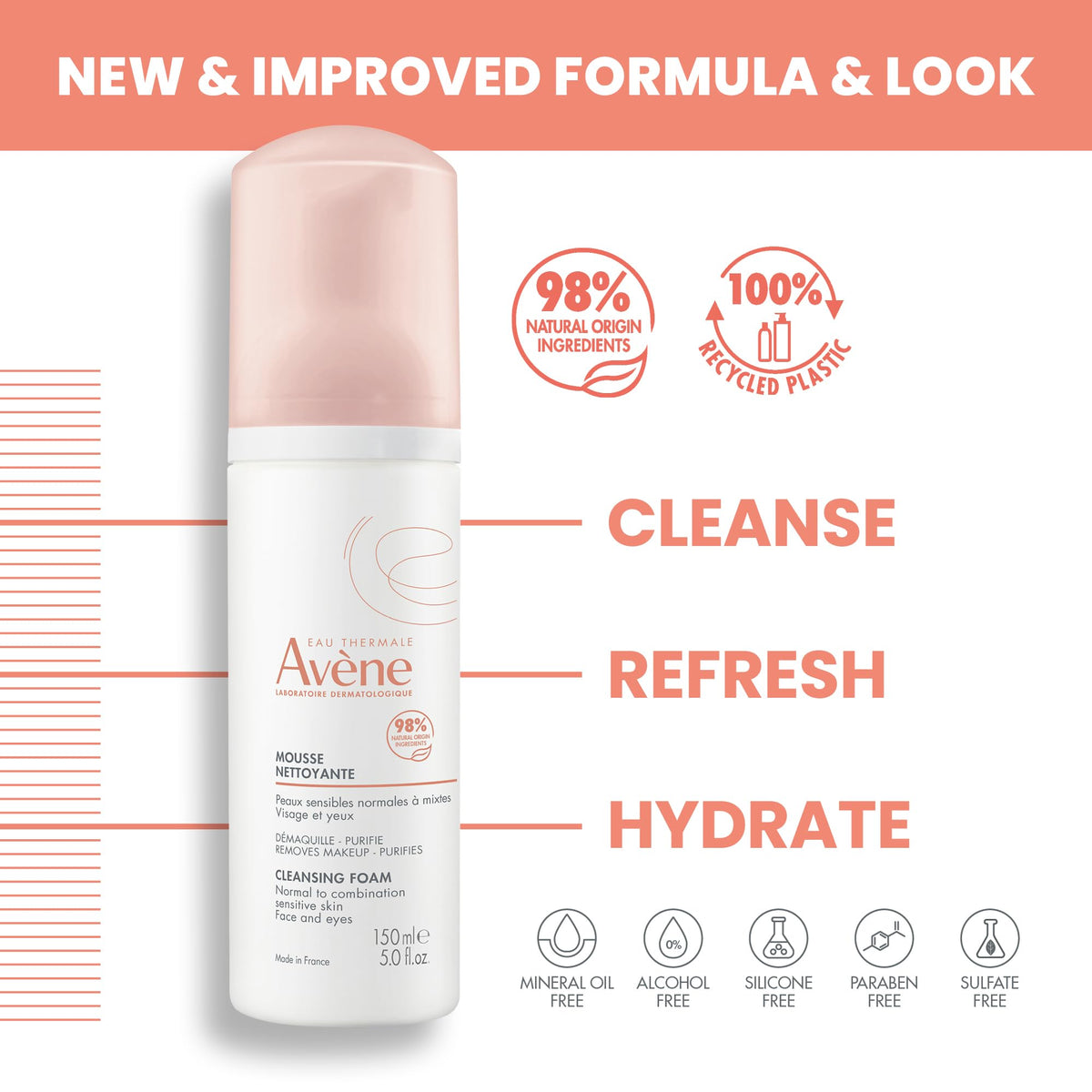 Avène texture close-up showing soft foam and gentle cleansing action