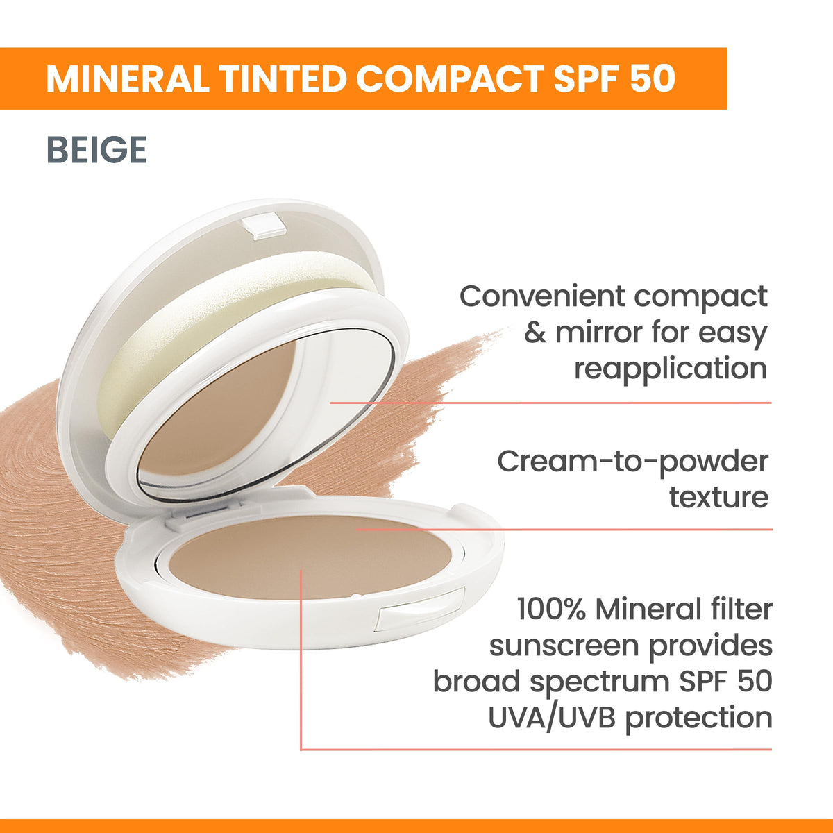Avène compact open with mirror for quick on-the-go application benefit