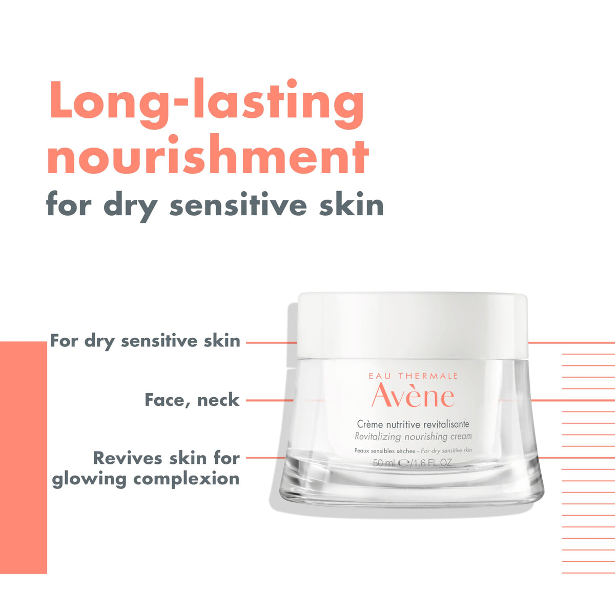 Avène close-up of cream texture highlighting rich emollients and smooth finish benefit: visible nourishment