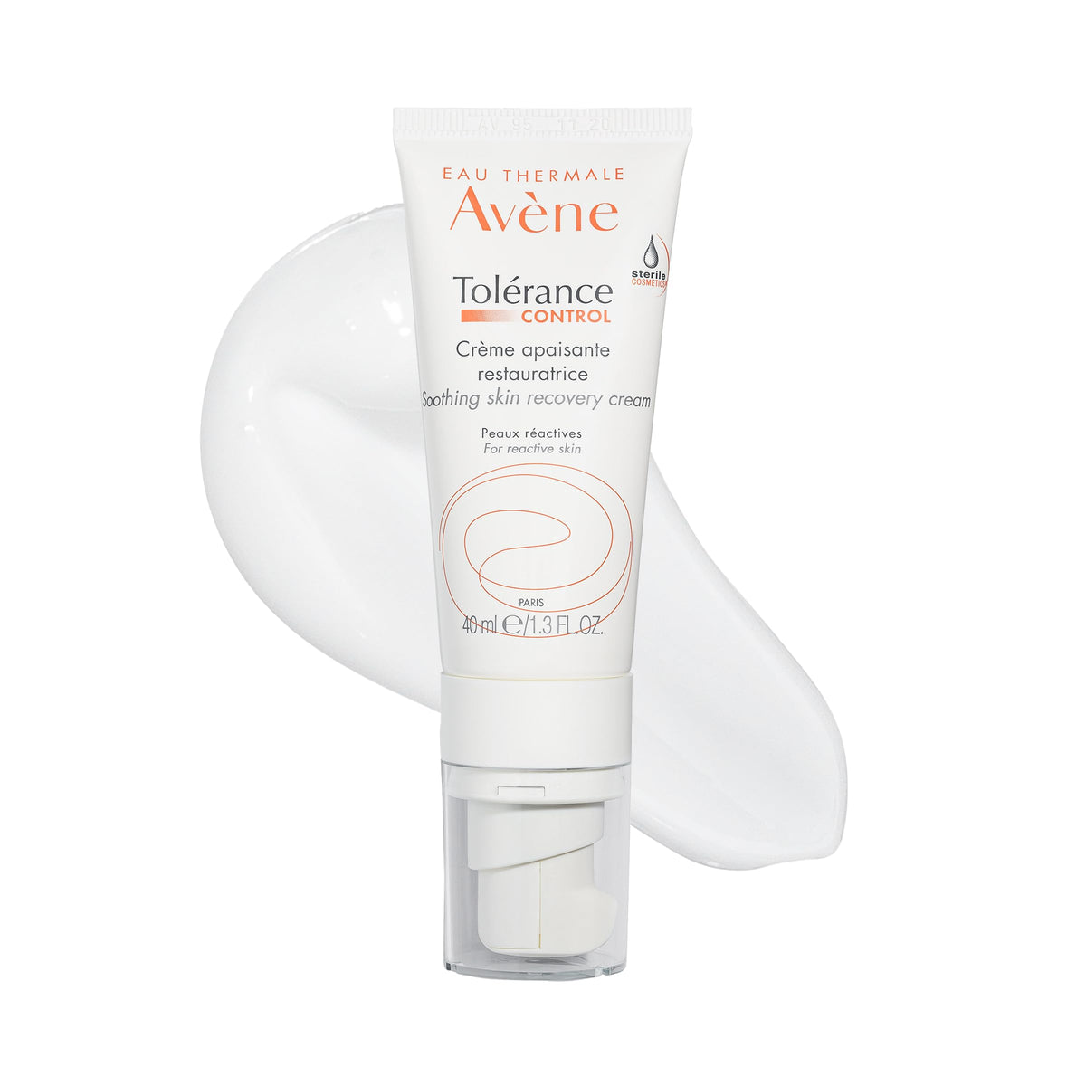 Avène front view of cream jar showing sterile design and soothing balm benefit