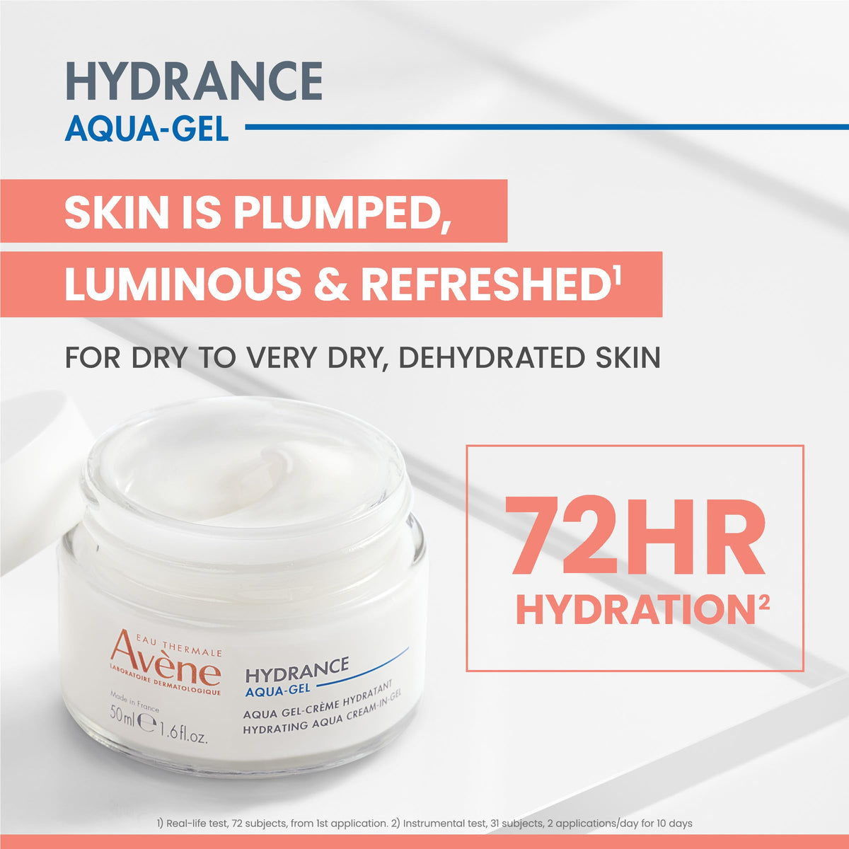 Eau Thermale Avène open jar revealing cool gel-cream texture for fresh, lightweight hydration
