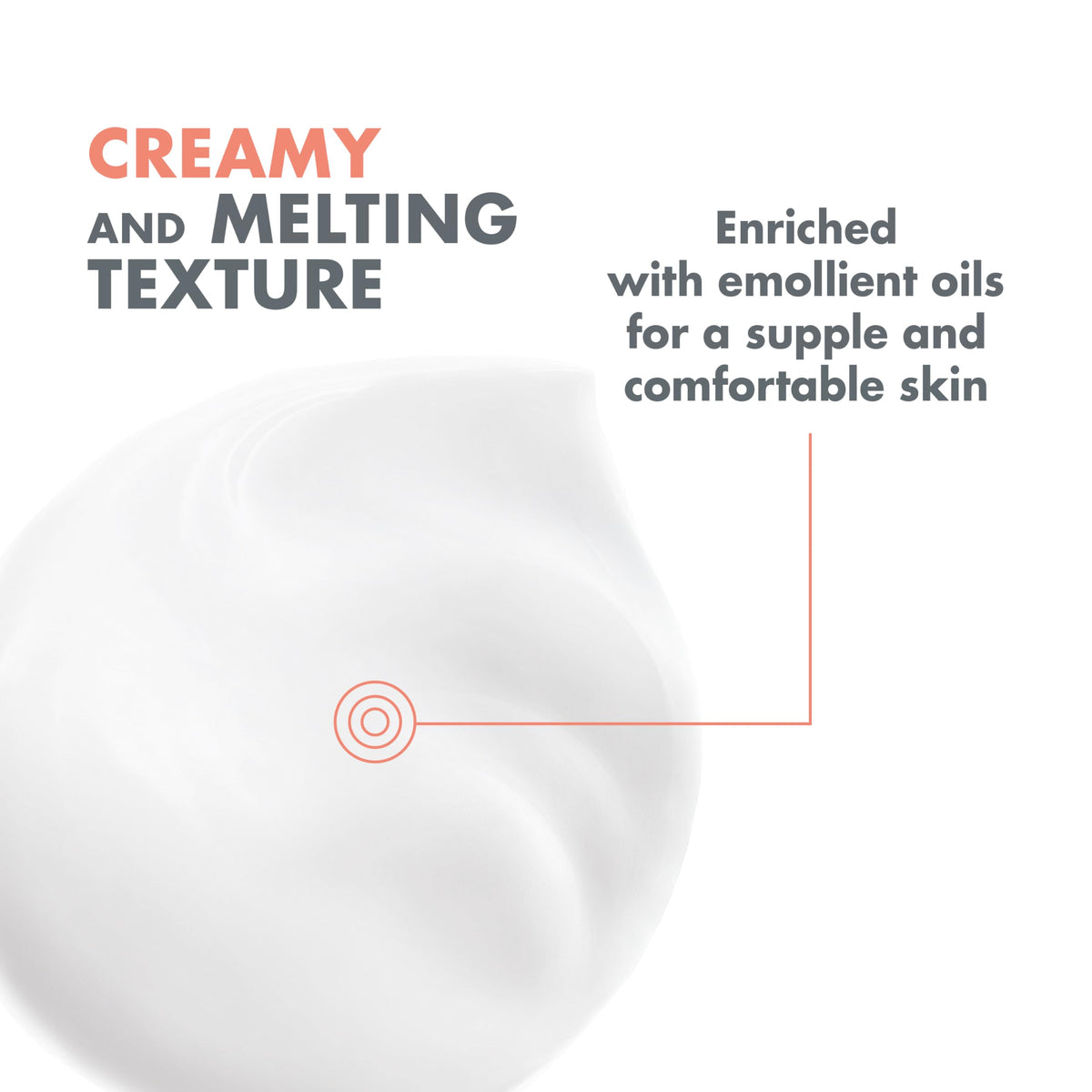 Avène open jar with cream and Thermal Spring Water droplet showing soothing formula benefit: calming