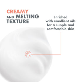 Avène open jar with cream and Thermal Spring Water droplet showing soothing formula benefit: calming