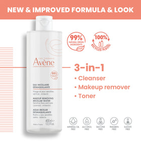 Eau Thermale Avène close-up of micellar lotion texture, showing lightweight hydration