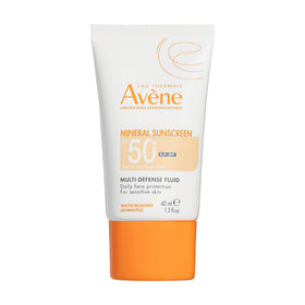 Avène front packaging showing SPF 50+ and tinted mineral fluid benefit