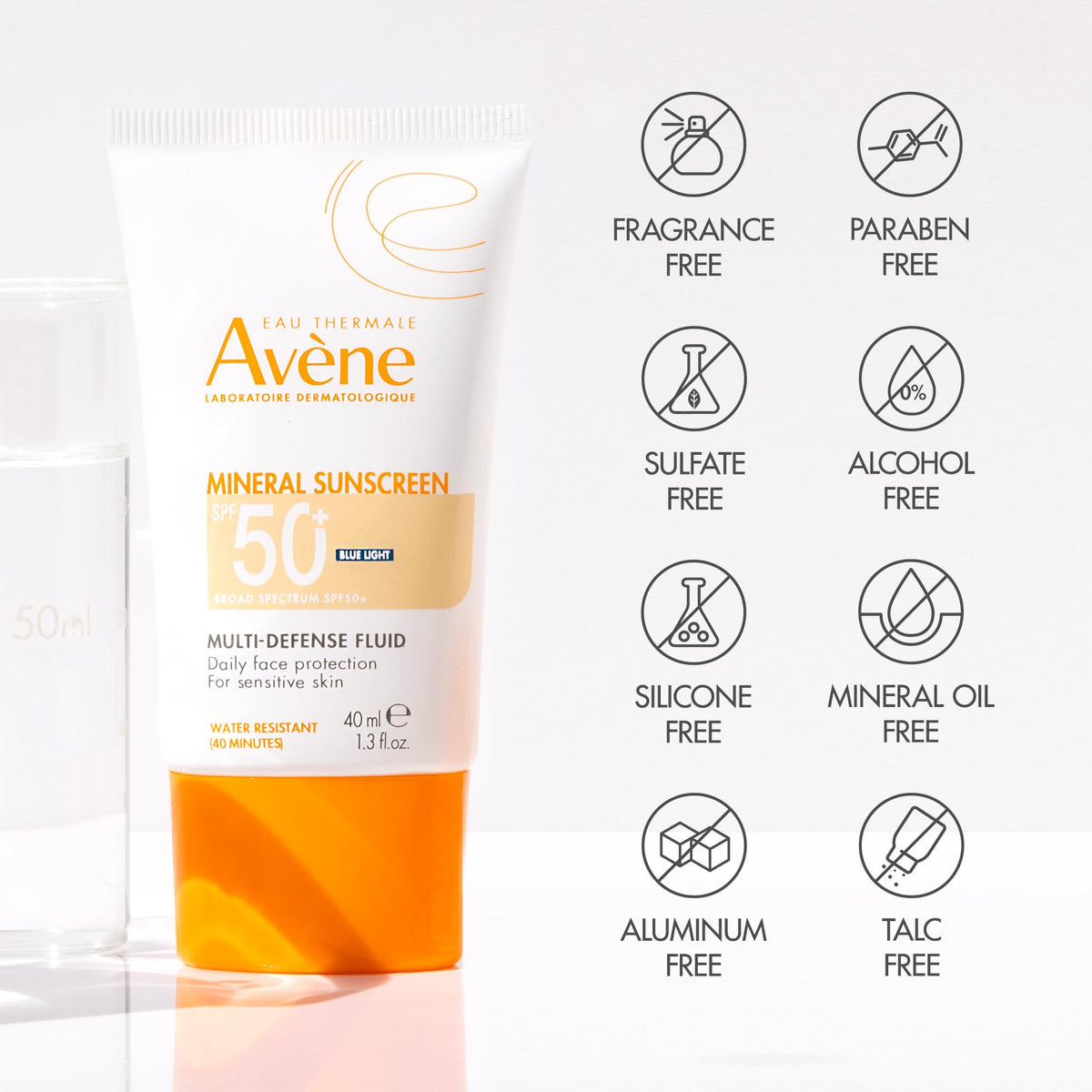 Avène ingredient label detail highlighting mineral and soothing ingredients benefit