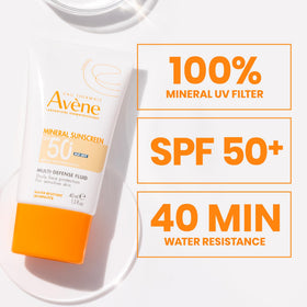 Avène close-up on neck application demonstrating non-whitening finish benefit