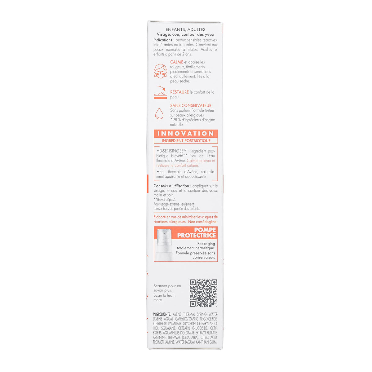 Avène sterile pump close-up highlighting contamination-free packaging benefit