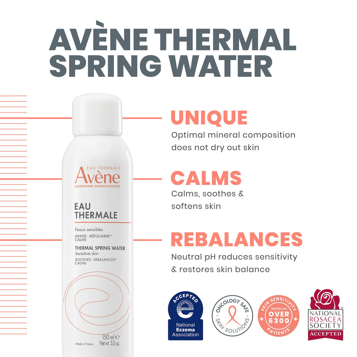 Eau Thermale Avène aerosol valve detail highlighting sterile delivery benefit