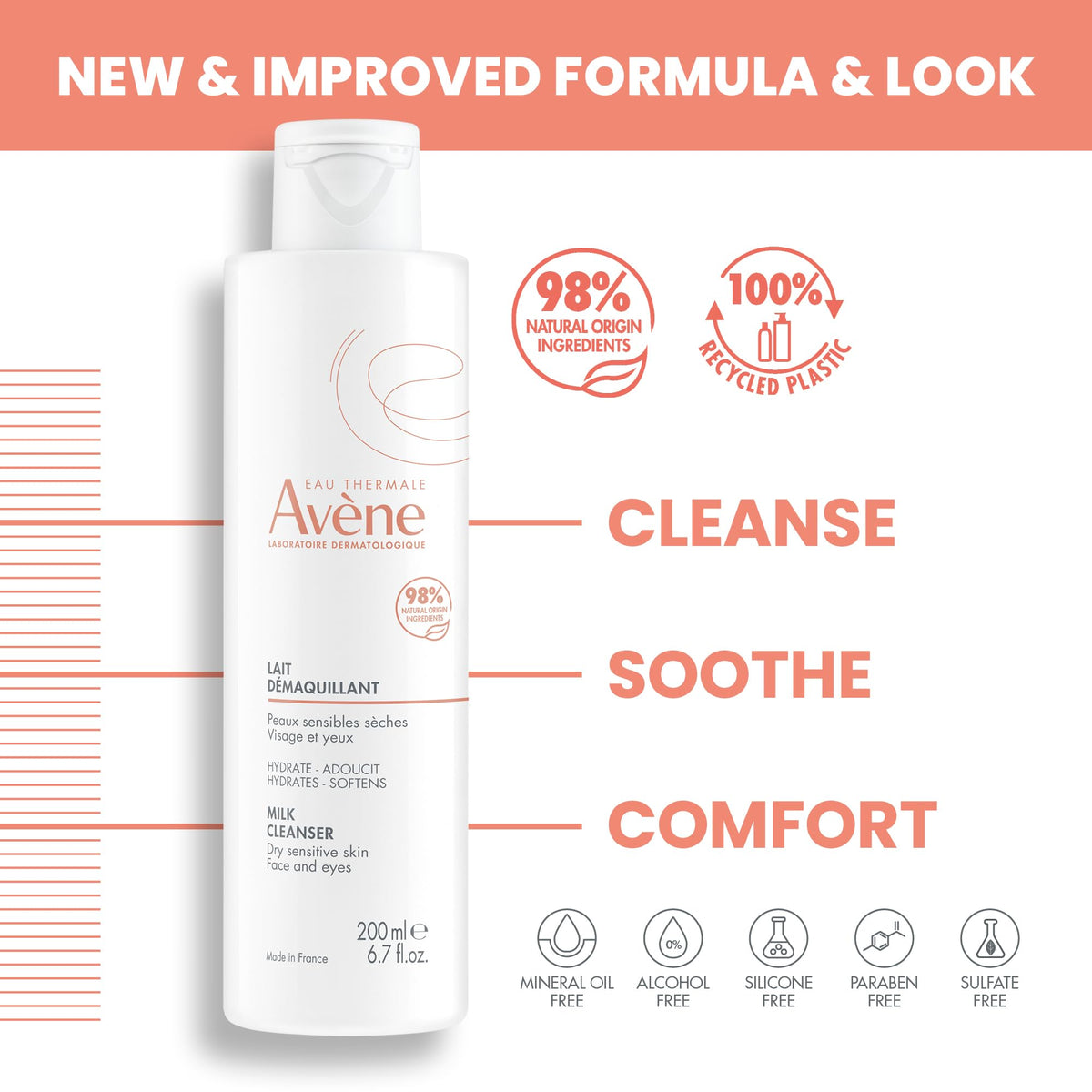 Avène close-up of thermal spring water and ingredients, soothing benefit visible
