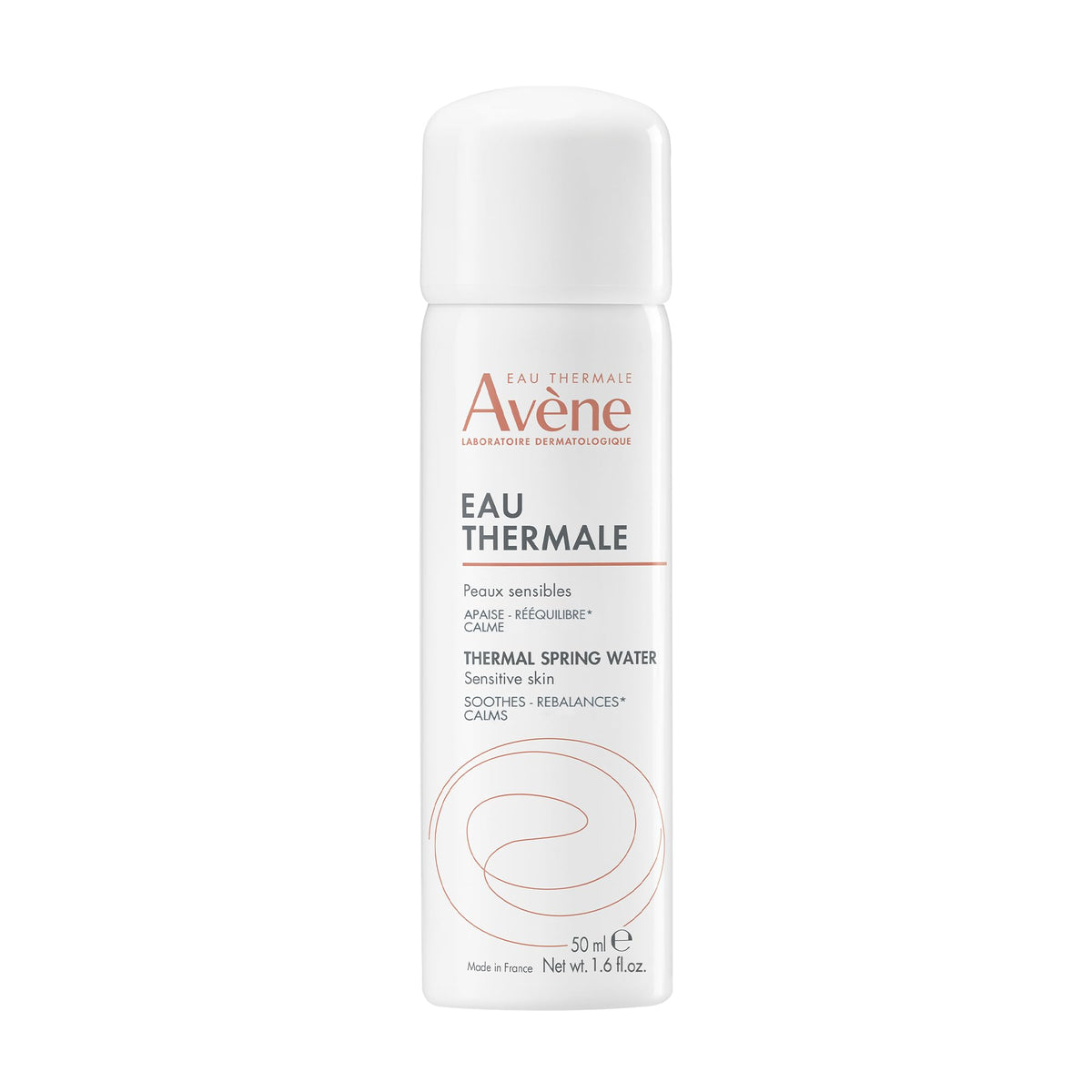 Eau Thermale Avène front packaging showing compact 1.6 oz bottle and branding benefit