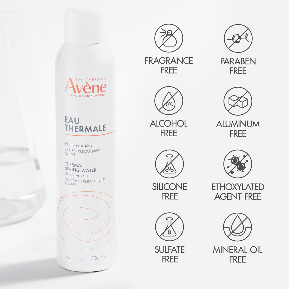 Avène on bathroom shelf in lifestyle scene suggesting daily calming skincare ritual