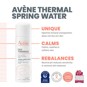 Eau Thermale Avène nozzle closeup highlighting precise mist delivery for gentle calming