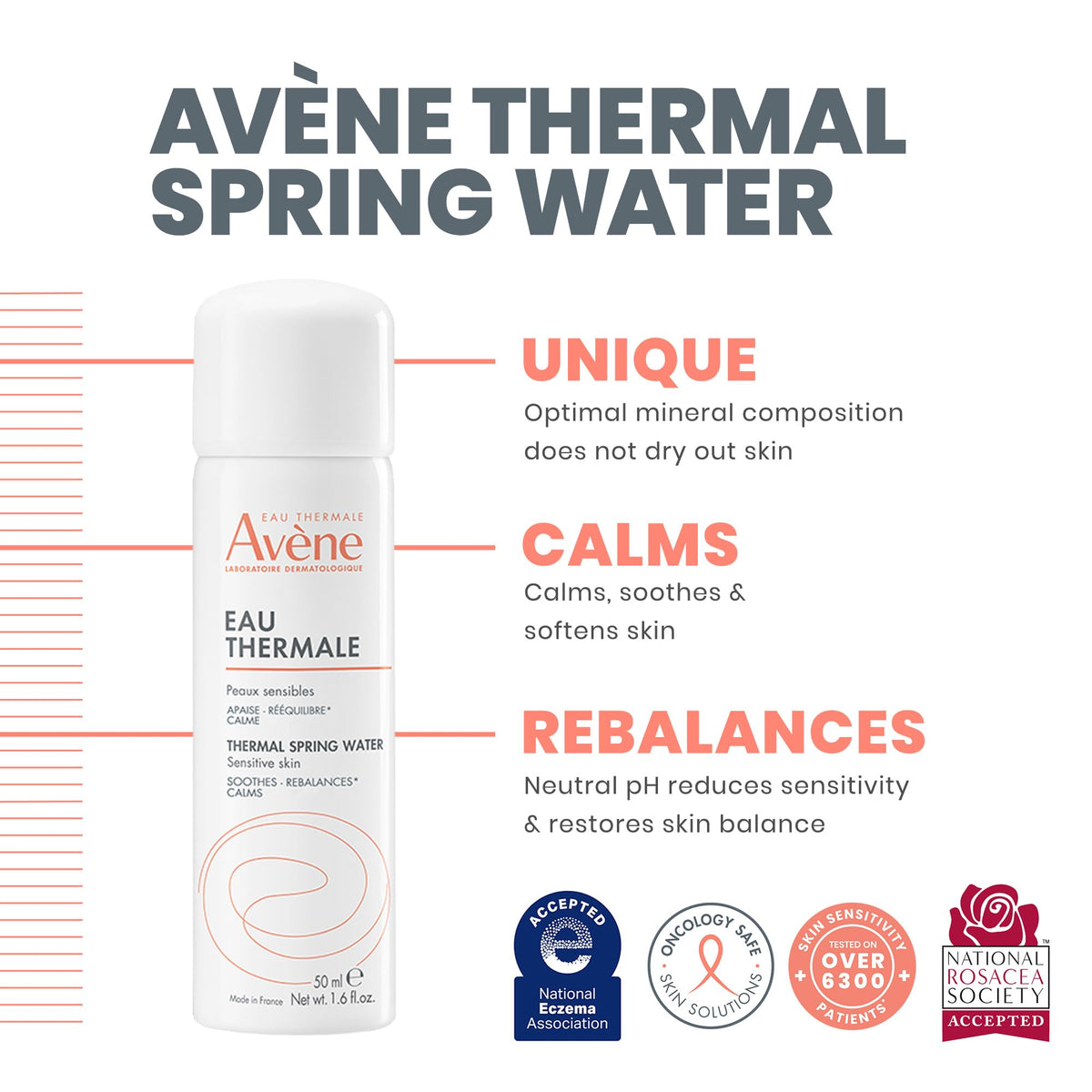 Eau Thermale Avène thermal spring water spray close-up demonstrating instant soothing mist
