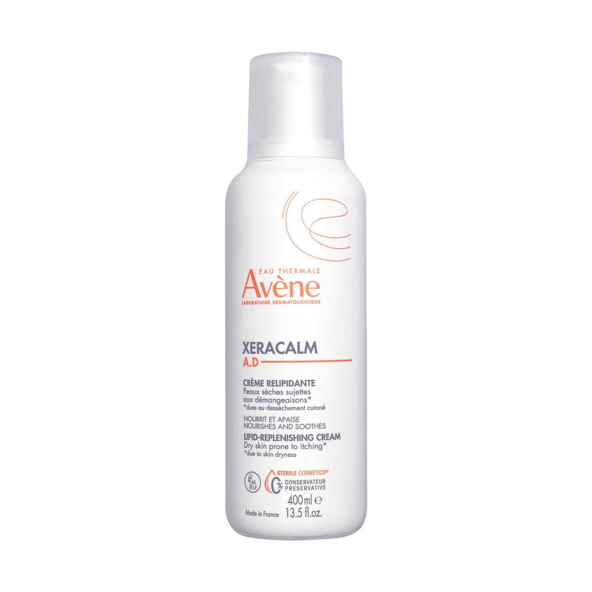 Eau Thermale Avène front pump bottle showing hygienic dispenser for sterile use