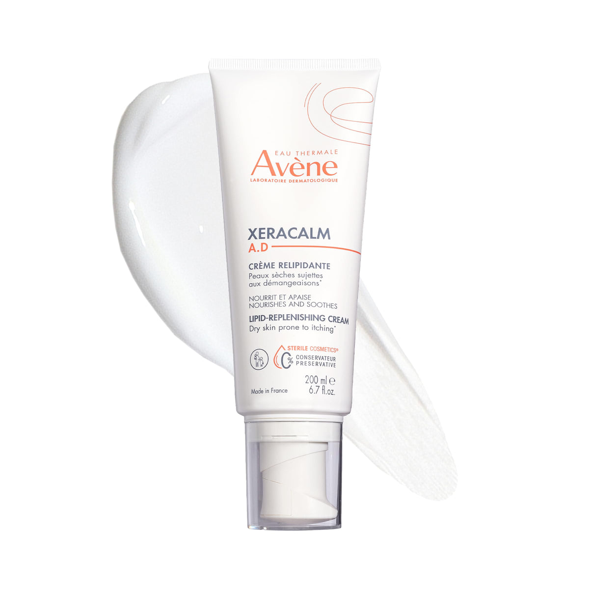 Avène XeraCalm A.D front tube showing clean packaging and gentle formula benefit