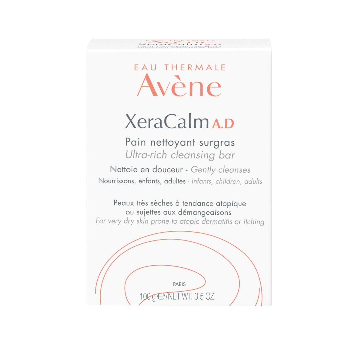 Avène cleansing bar front packaging showing brand and benefit soothing