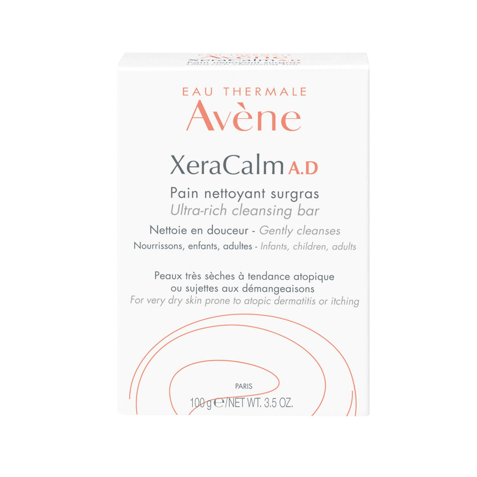 Avène cleansing bar front packaging showing brand and benefit soothing