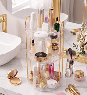 Aveniee organizer on bathroom counter keeps skincare tidy