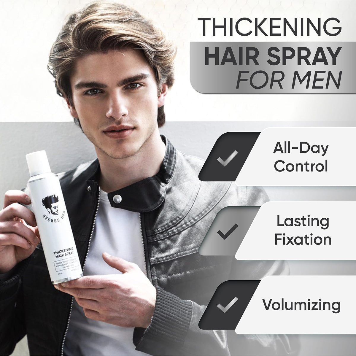 Avenue Man texture on hair showing thicker-looking volume and natural movement