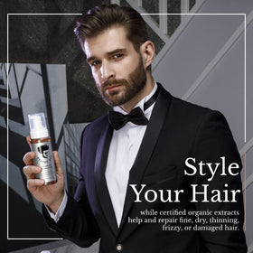 Avenue Man styling in action with blow dryer for lifted root volume benefit