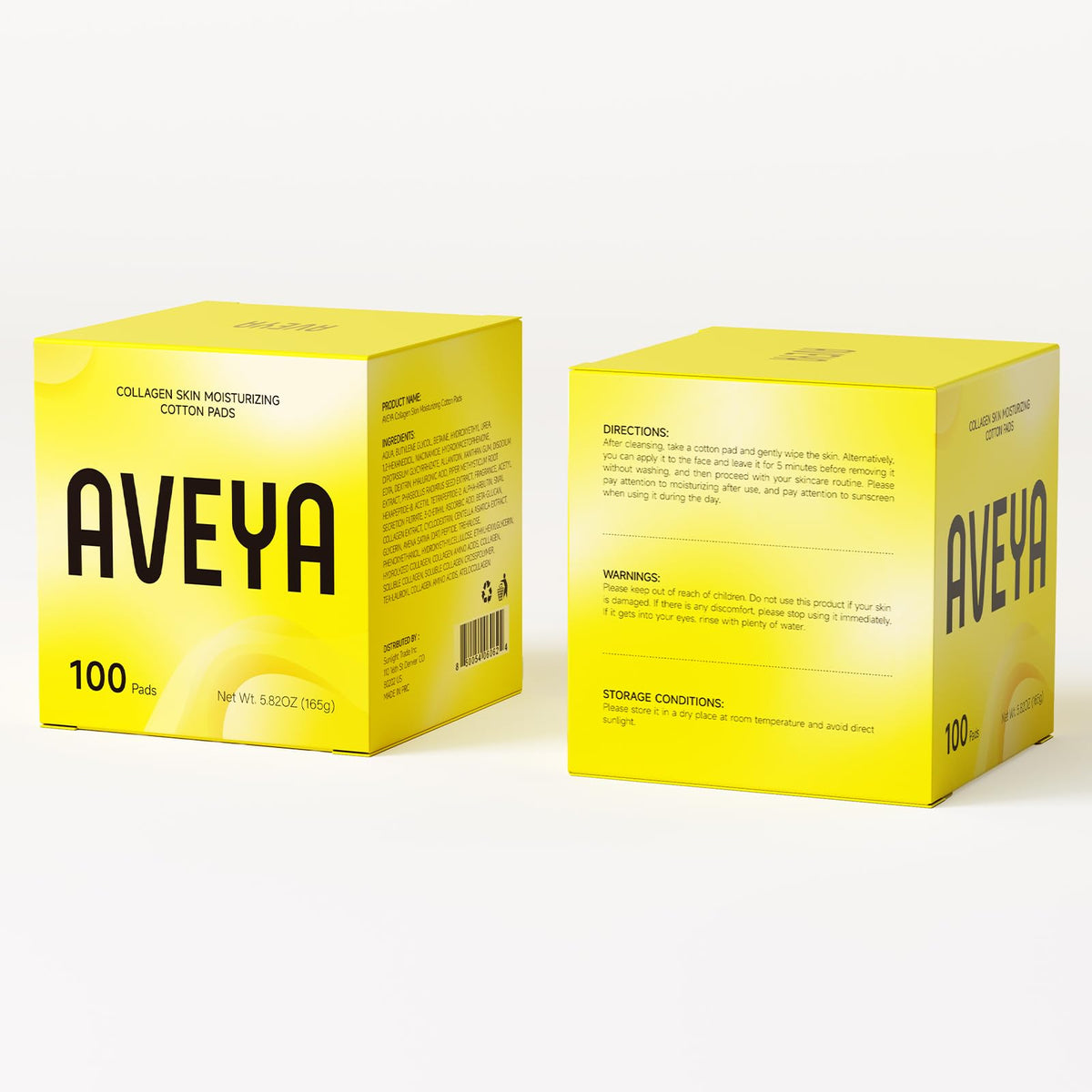 AVEYA open jar revealing 100 pads to emphasize long-lasting supply