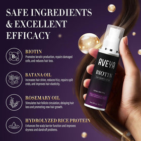 AVEYA oil-serum texture on palm highlighting lightweight absorbent formula for strengthened hair
