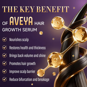 AVEYA spray nozzle close-up demonstrating fine mist delivery for even scalp coverage and non-greasy feel