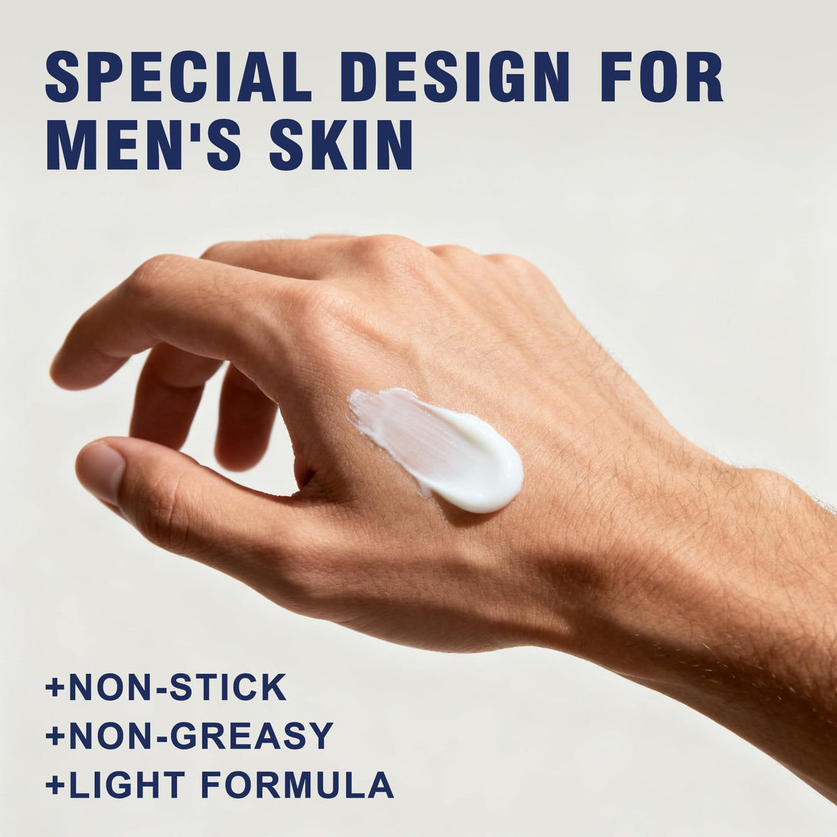 AVITAPURE cream applied to man's cheek showing even hydration benefit