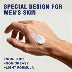 AVITAPURE cream applied to man's cheek showing even hydration benefit