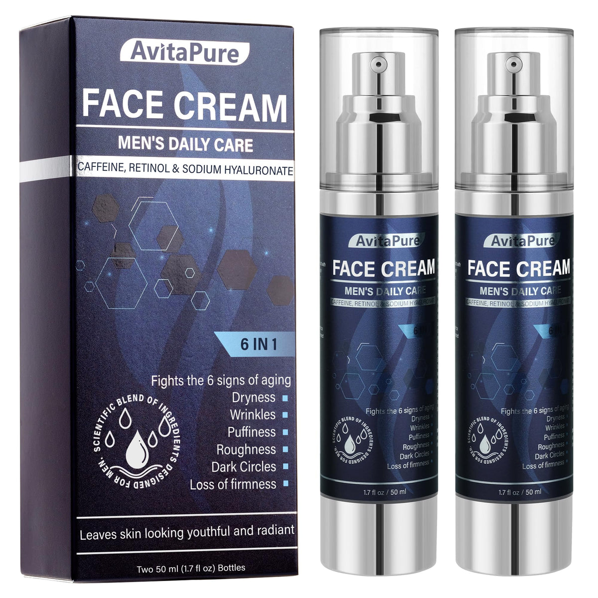 AVITAPURE front packaging showing product and pump, highlights quick absorption